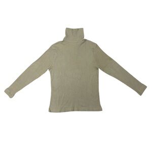 Women's Beige Tan Neutral Long Sleeve Turtleneck Ribbed Knit Sweater Size Medium